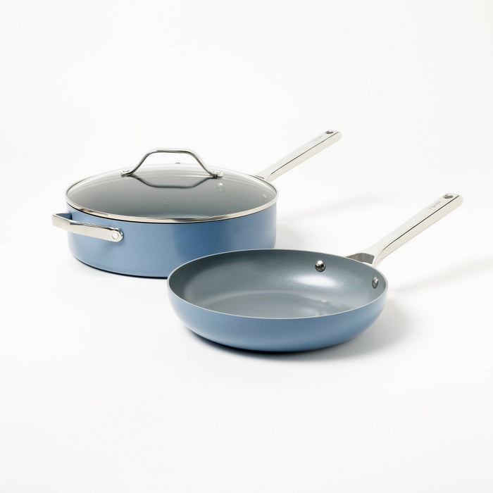 7pc Nonstick Ceramic Coated Aluminum Cookware Set Blue - Figmint (LOCAL PICKUP ONLY)