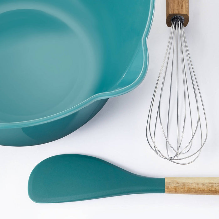 3pc Plastic/Silicone Mixing Bowl with Whisk and Spatula Gift Set Green - Figmint