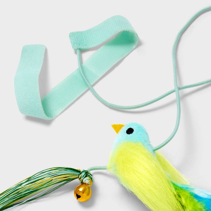Hanging Teaser Bird with Bells Cat Toy - Blue - Boots & Barkley