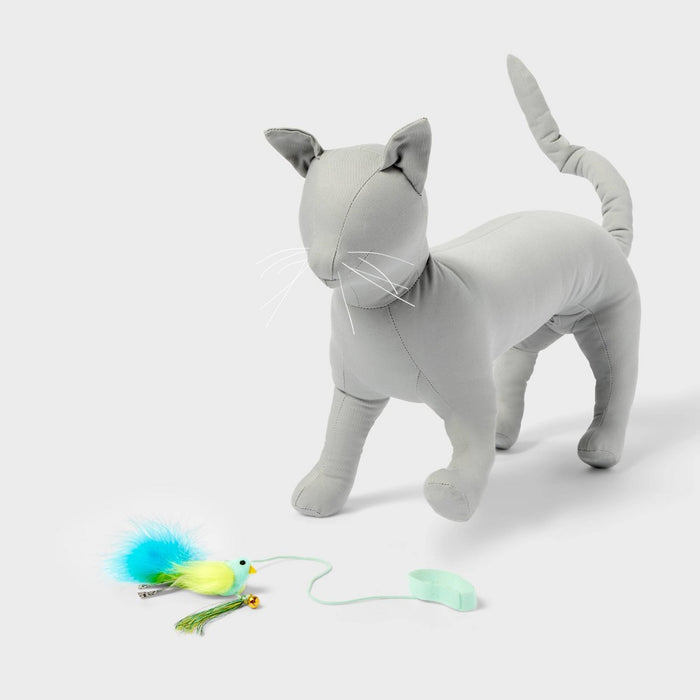 Hanging Teaser Bird with Bells Cat Toy - Blue - Boots & Barkley