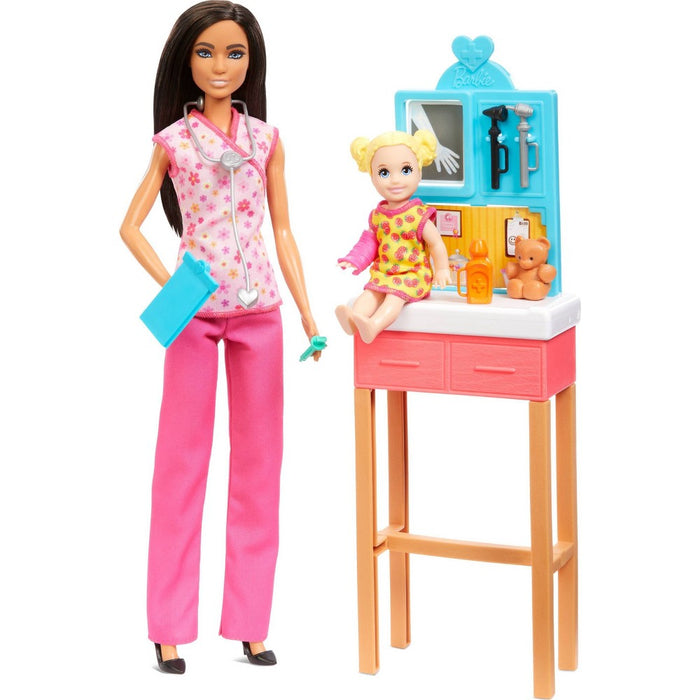 Barbie Pediatrician Doll and Doctor Playset with Accessories, Pink Scrubs