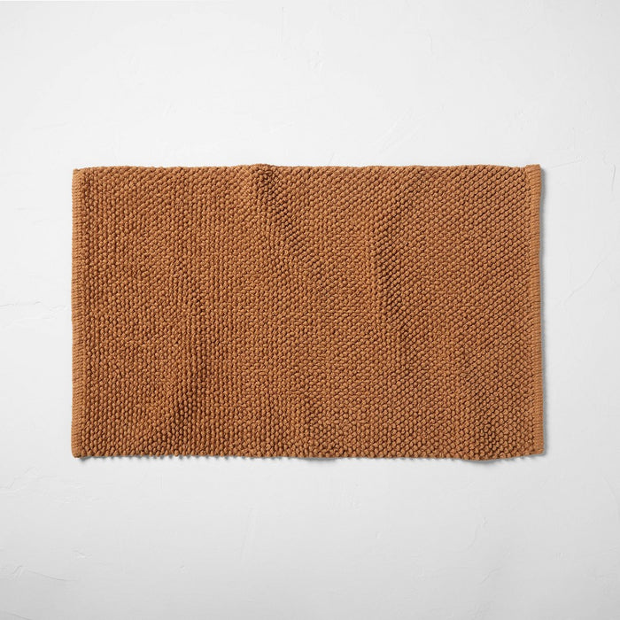 21"x34" Textured Bath Mat Warm Brown - Casaluna