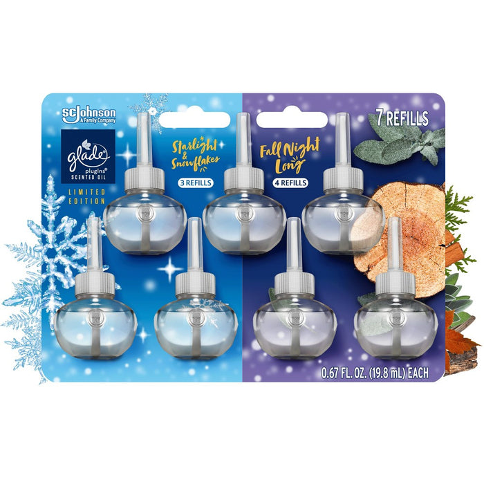 Glade PlugIns Scented Oil Air Freshener - Fall Night Long & Starlight & Snowflakes - 4.69oz/7pk