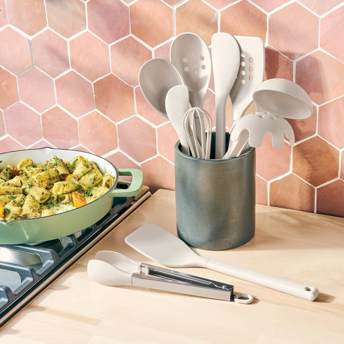 10pc Soft Grip Nylon Kitchen Utensil Set Gray - Figmint