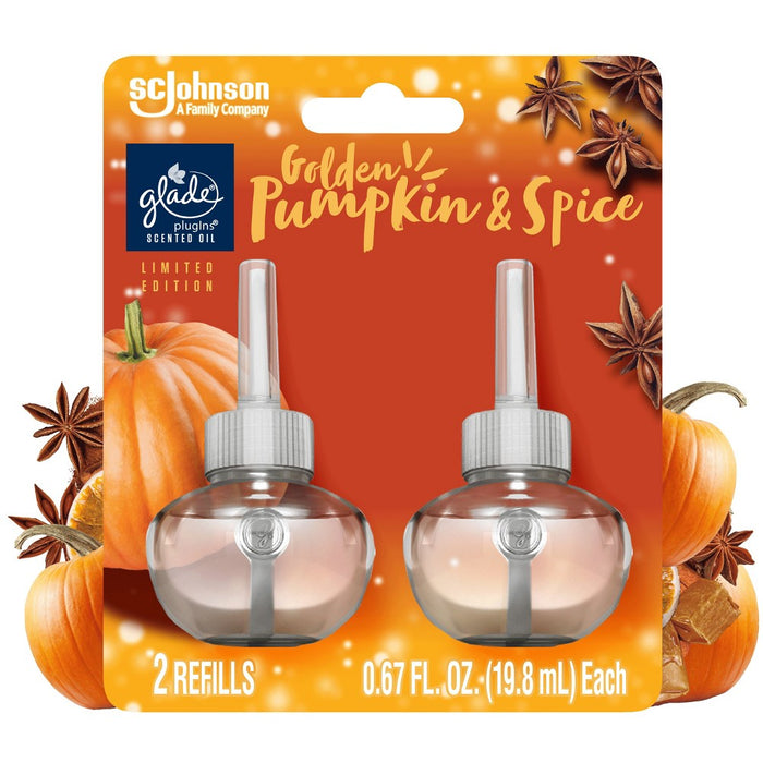 Glade PlugIns Scented Oil Air Freshener - Golden Pumpkin & Spice - 1.34oz/2pk