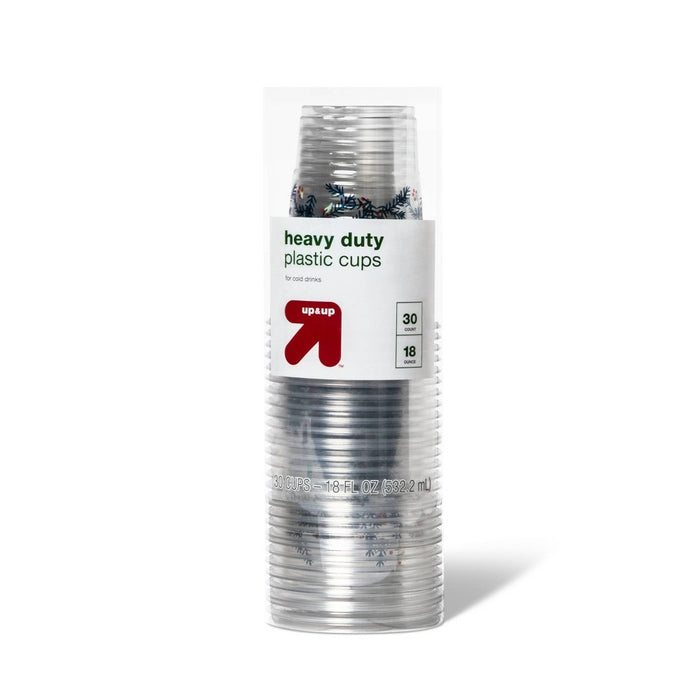 Holiday Disposable Drinkware Clear Cup - Holly - 18oz/30ct - up & up