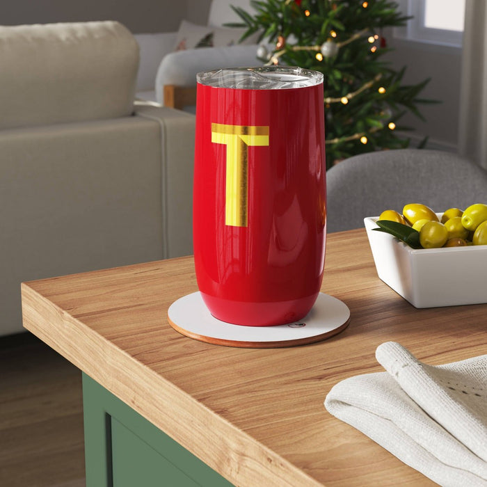 11.4oz Stainless Steel Double Wall Non-Vacuum Wine Tumbler with Slide Lid "T" Red - Opalhouse