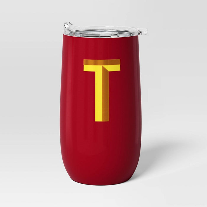 11.4oz Stainless Steel Double Wall Non-Vacuum Wine Tumbler with Slide Lid "T" Red - Opalhouse