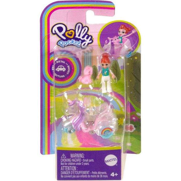 Polly Pocket Pollyville Micro Doll with Unicorn 3-Wheeler and Unicorn