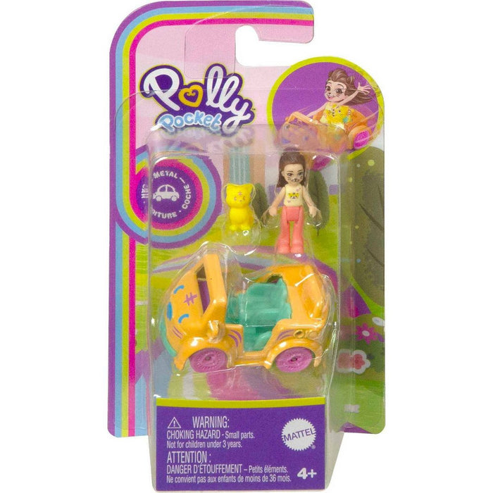Polly Pocket Pollyville Micro Doll with Tiger-Themed Car and Mini Tiger
