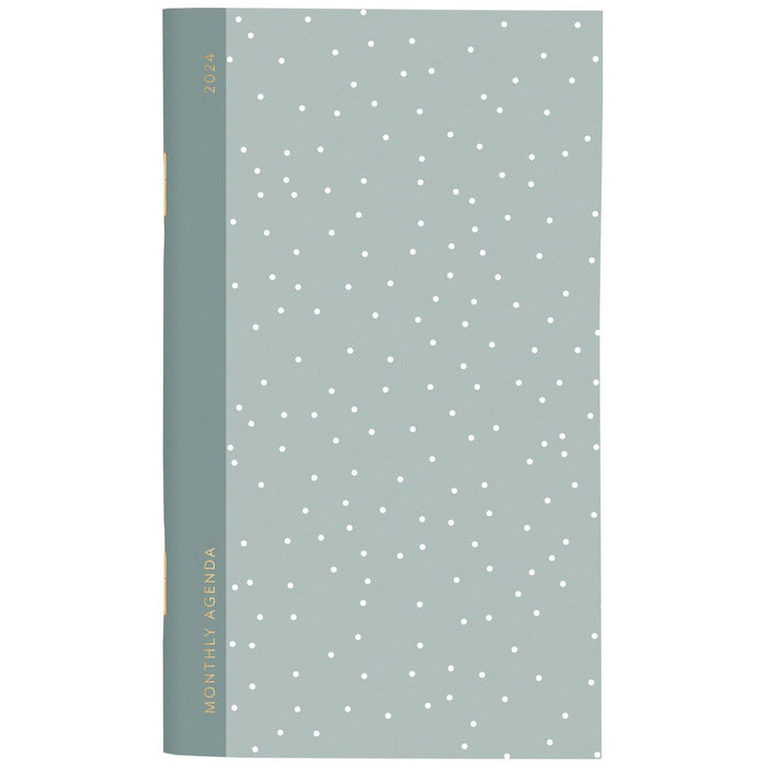 Sugar Paper Essentials 2024-2025 Planner 6.25"x3.625" Monthly Green Scatter Dot