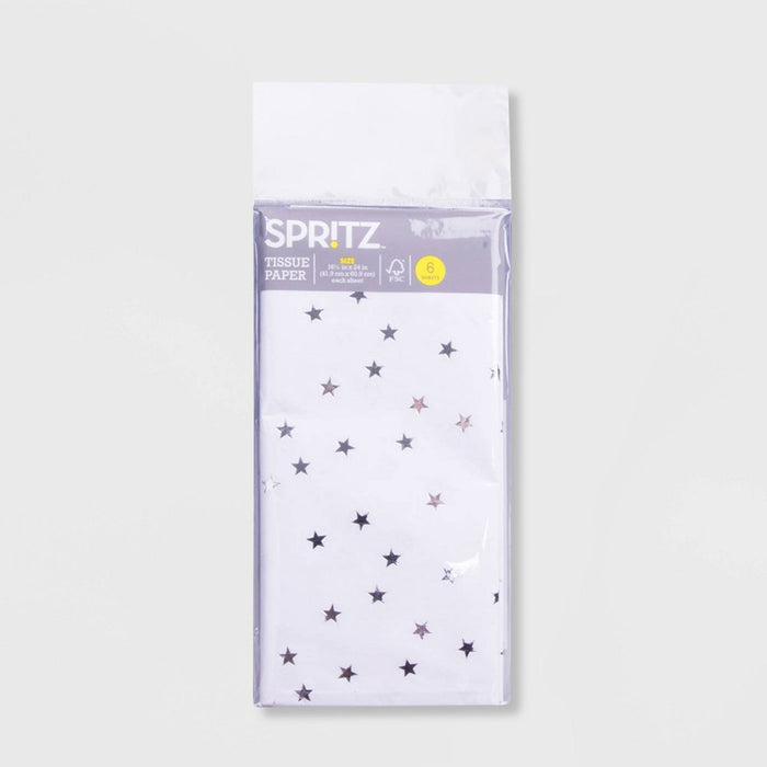6ct Pegged Tissue Paper Silver - Spritz