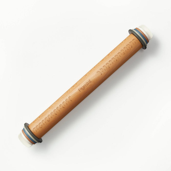 17.28" Adjustable Wood Rolling Pin Light Brown - Figmint