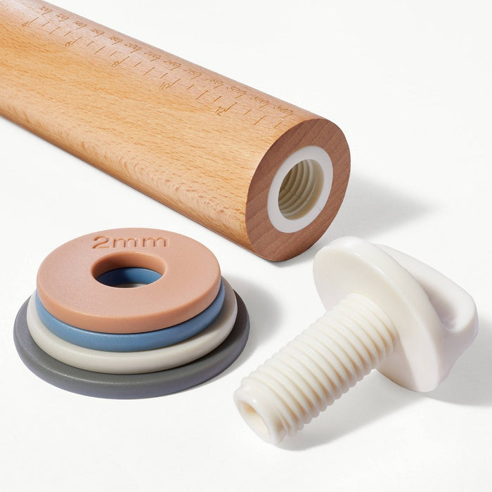 17.28" Adjustable Wood Rolling Pin Light Brown - Figmint