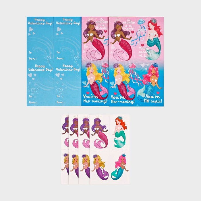 16ct Sadie & Sam Valentine's Exchange Cards Mermaid Tattoo