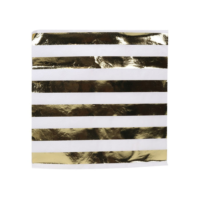 30ct Striped Lunch Napkin Gold - Spritz