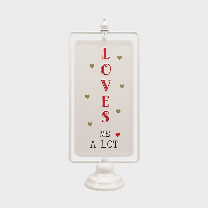 Vertical Rotating Valentine's Day Tabletop 'Loves Me/Loves Me A Lot' Sign - Spritz