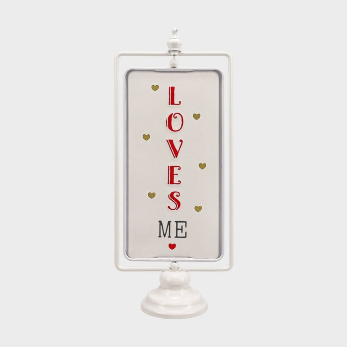 Vertical Rotating Valentine's Day Tabletop 'Loves Me/Loves Me A Lot' Sign - Spritz