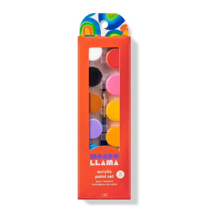 12ct Acrylic Paint Set with Paintbrush - Mondo Llama