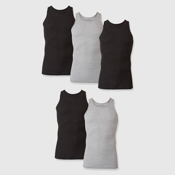 Hanes Premium Men's Tank Top Undershirt 5pk - Black/Gray M