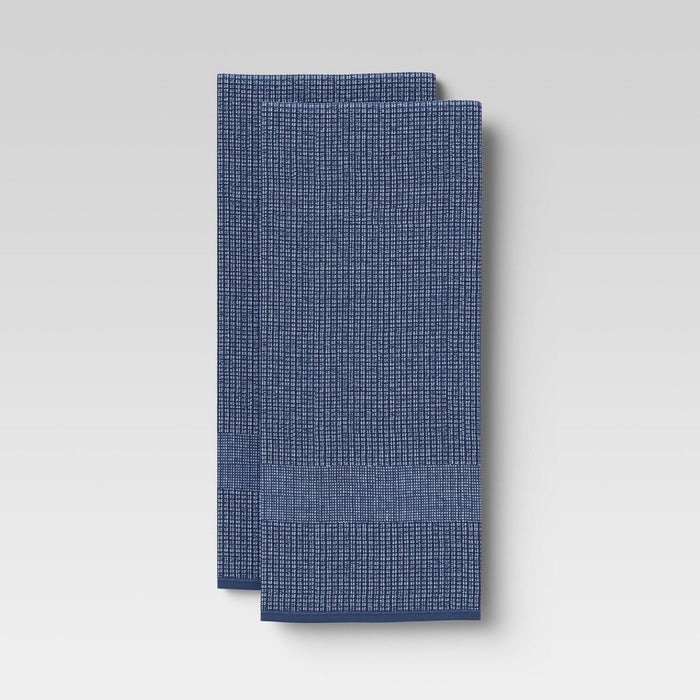 2pk Cotton Waffle Terry Kitchen Towels Dark Blue - Threshold