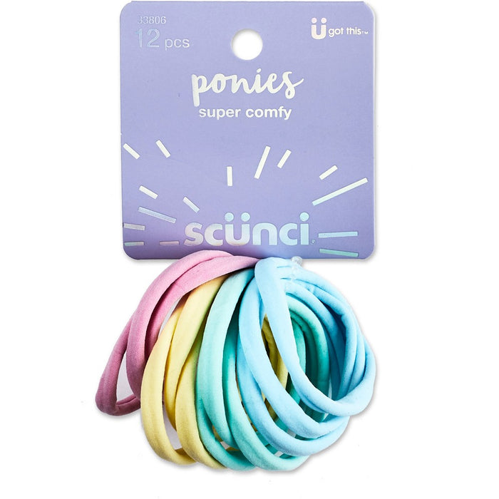 scunci Hosiery Pastel Hair Tie Ponytailers - 12pk