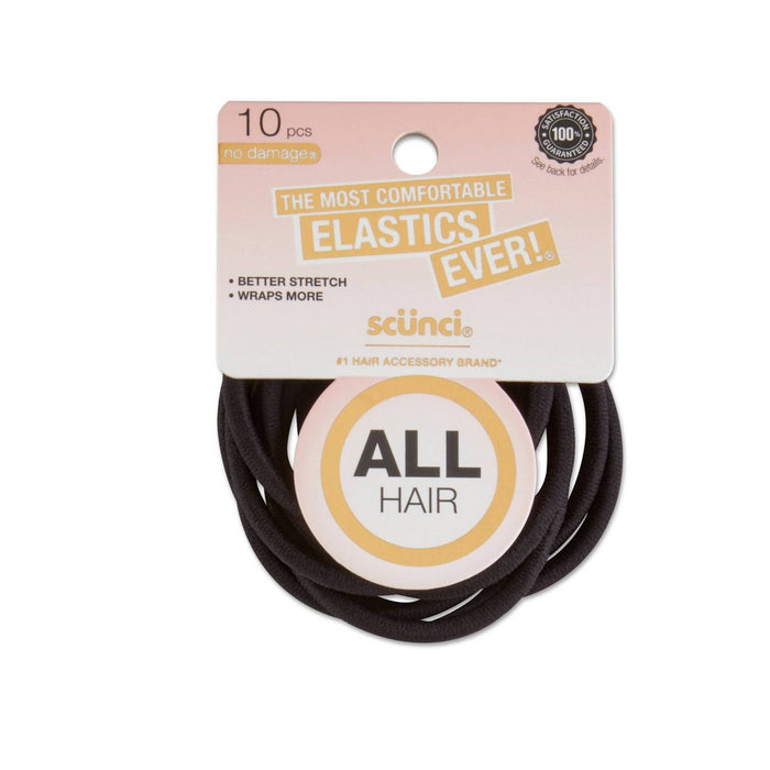scunci Comfy Elastic Hair Ties - Black - 10pk