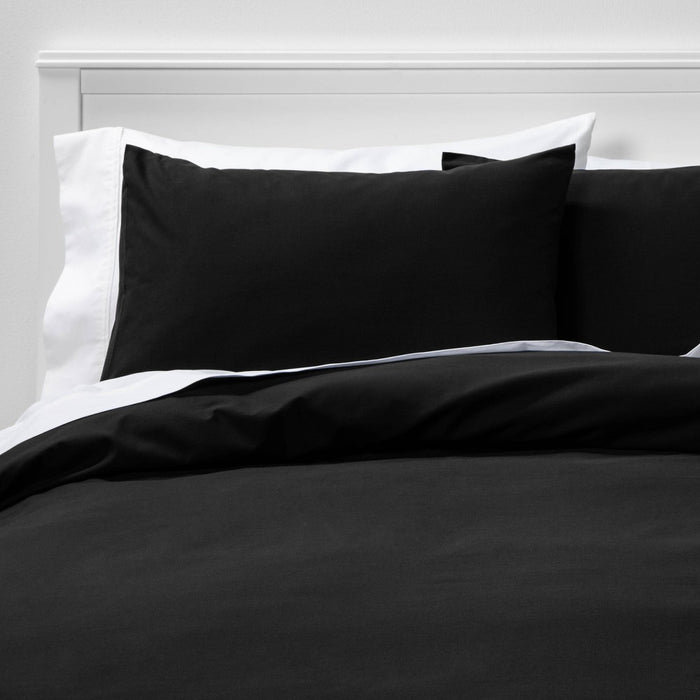 Twin/Twin Extra Long Easy-Care Duvet Cover & Sham Set Black - Room Essentials