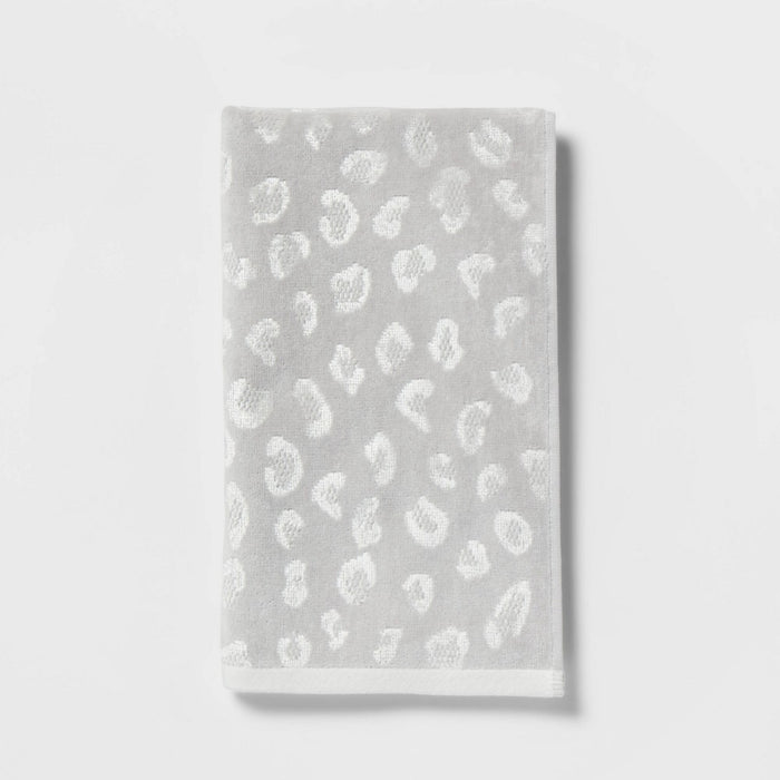 16"x27" Leopard Reversible Hand Towel Gray - Threshold