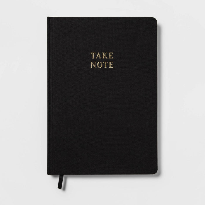 240 Sheet College Ruled Journal 7.75"x5.5" Black Linen Notes - Threshold