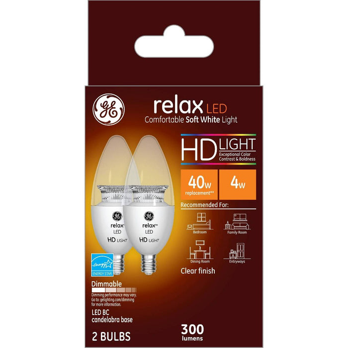 GE 2pk 40W Equivalent Relax LED HD Light Bulbs Soft White