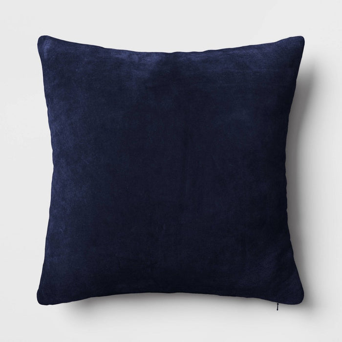 Washed Cotton Velvet Square Throw Pillow Blue - Threshold