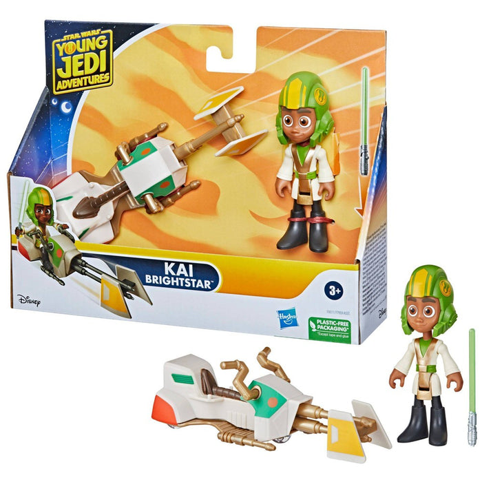 Star Wars Young Jedi Adventures Kai Brightstar and Speeder Bike Vehicle Set
