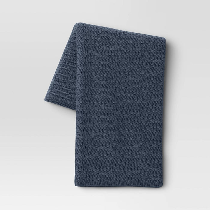 Oversized Recycled Knit Throw Blanket Blue - Threshold