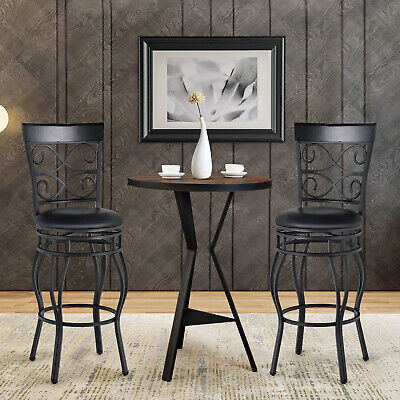 Single Chair Vintage Swivel Bar Stools 30" Bistro Upholstered Dining Chairs Black (LOCAL PICKUP ONLY)