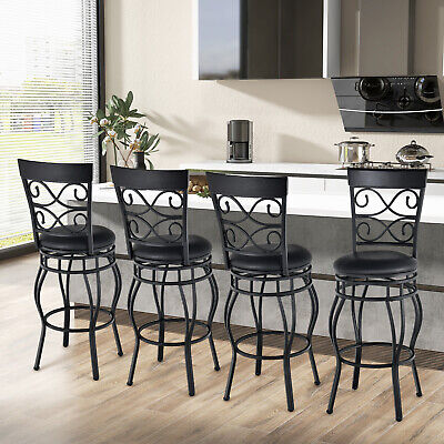 Single Chair Vintage Swivel Bar Stools 30" Bistro Upholstered Dining Chairs Black (LOCAL PICKUP ONLY)