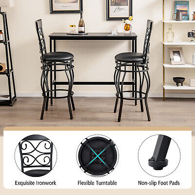 Single Chair Vintage Swivel Bar Stools 30" Bistro Upholstered Dining Chairs Black (LOCAL PICKUP ONLY)