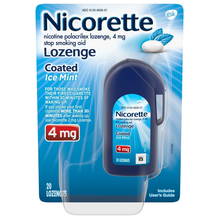 Nicorette 4mg Coated Nicotine Lozenge Stop Smoking Aid - Ice Mint - 20ct