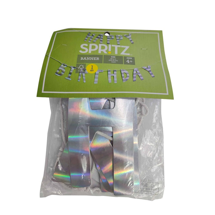 Iridescent Happy Birthday Party Banner - Spritz