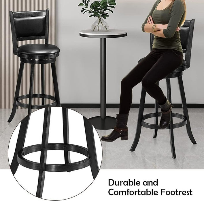 DAMAGED 29" Swivel Bar Stool Wood Counter Height Dining Chair Black (LOCAL PICKUP ONLY)