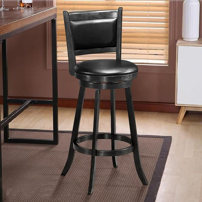 DAMAGED 29" Swivel Bar Stool Wood Counter Height Dining Chair Black (LOCAL PICKUP ONLY)