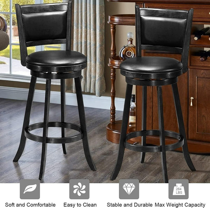 DAMAGED 29" Swivel Bar Stool Wood Counter Height Dining Chair Black (LOCAL PICKUP ONLY)