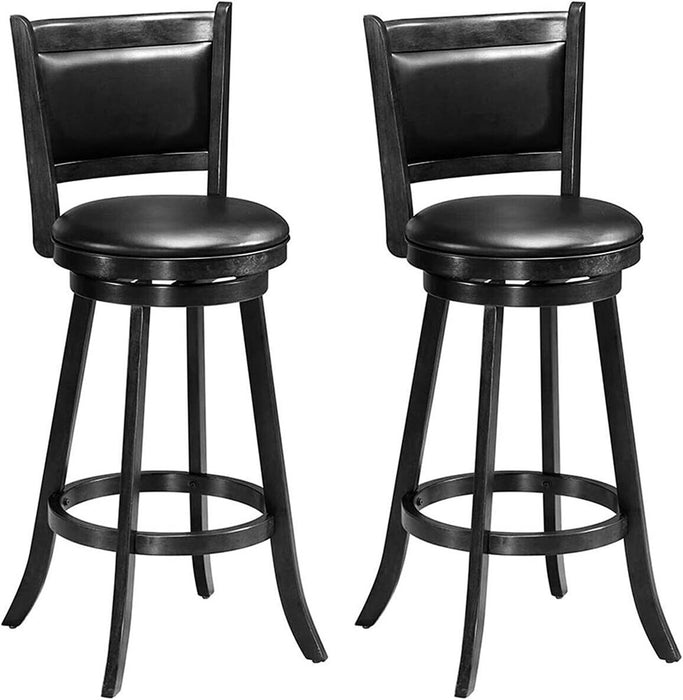 DAMAGED 29" Swivel Bar Stool Wood Counter Height Dining Chair Black (LOCAL PICKUP ONLY)