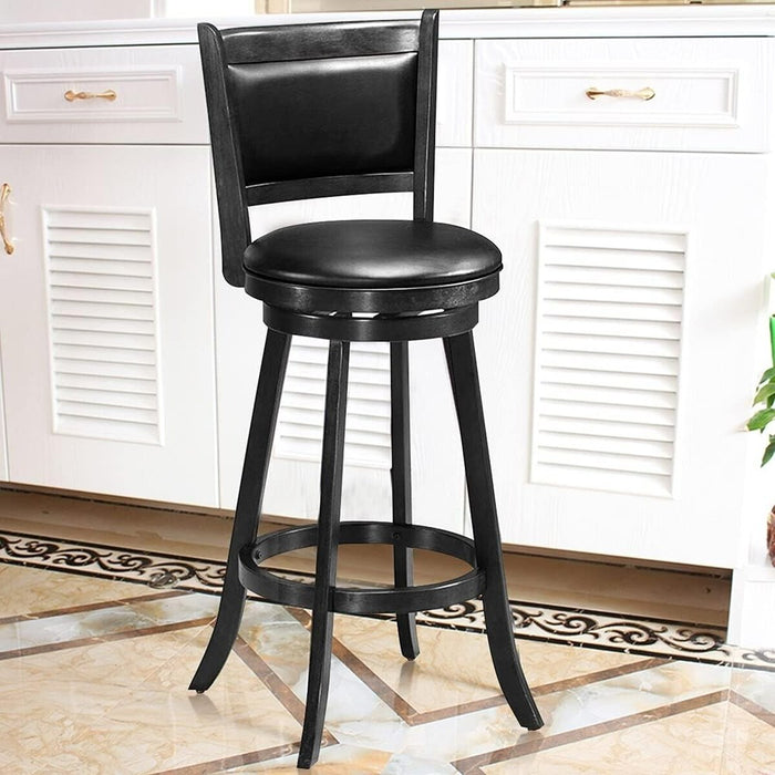 DAMAGED 29" Swivel Bar Stool Wood Counter Height Dining Chair Black (LOCAL PICKUP ONLY)