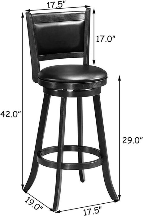DAMAGED 29" Swivel Bar Stool Wood Counter Height Dining Chair Black (LOCAL PICKUP ONLY)