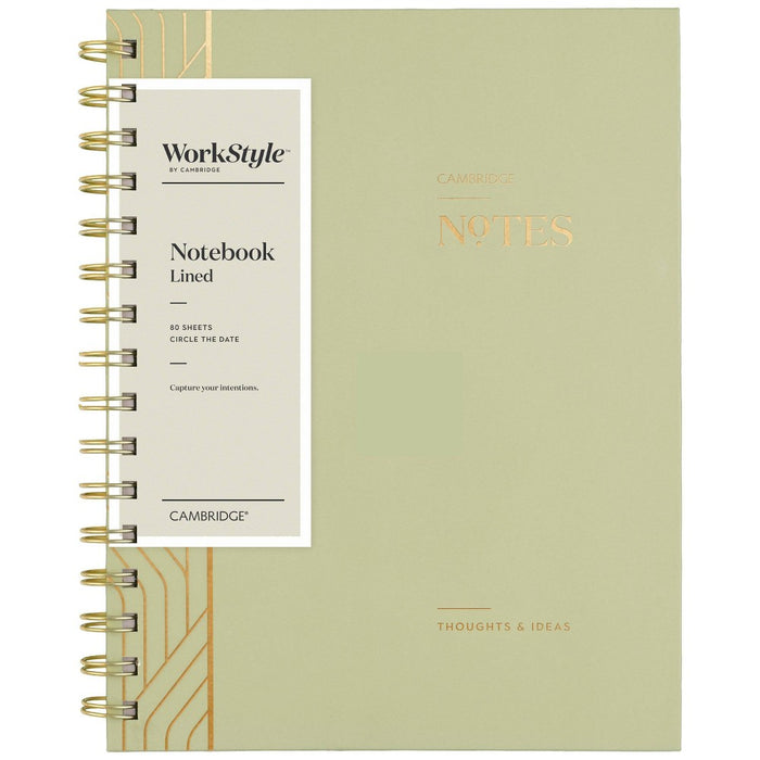 Cambridge 80 Sheet 1 Subject Ruled Notebook 8.25"x6.875" Work Style Light Green