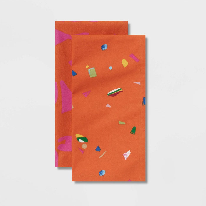 2pk Cotton Tea Towels Orange - Opalhouse