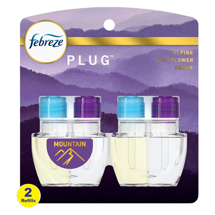 Febreze Fade Defy Plug Air Freshener & Odor Fighter - Mountain - 0.87 fl oz/2pk