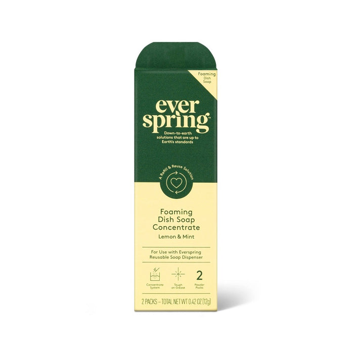 Lemon & Mint Ultra-Concentrated Foaming Dish Soap - 0.42oz/2ct - Everspring