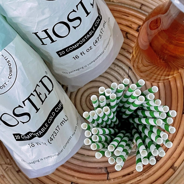 Hosted Compostable Printed Paper Straws - 50ct